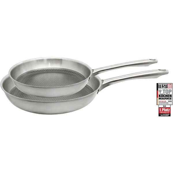 Elo Pfannen-Set Bratpfanne Relief Passion, Set 2-teilig, Edelstahl 18/10 (Set, 2-tlg), Edelstahl Mehrschicht