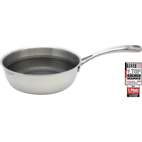 Elo Premium Sauteuse Relief Evolution Sauteuse, Edelstahl 18/10 (1-tlg), durchgehender Aluminium-Kern, außen magnetischer Edelstahl