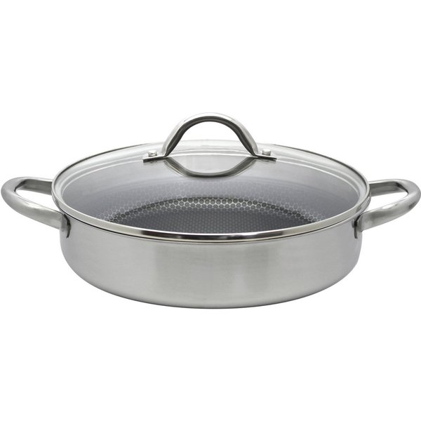 Elo Premium Servierpfanne Relief Evolution Servierpfanne, Edelstahl 18/10 (2-tlg), durchgehender Aluminium-Kern, außen magnetischer Edelstahl