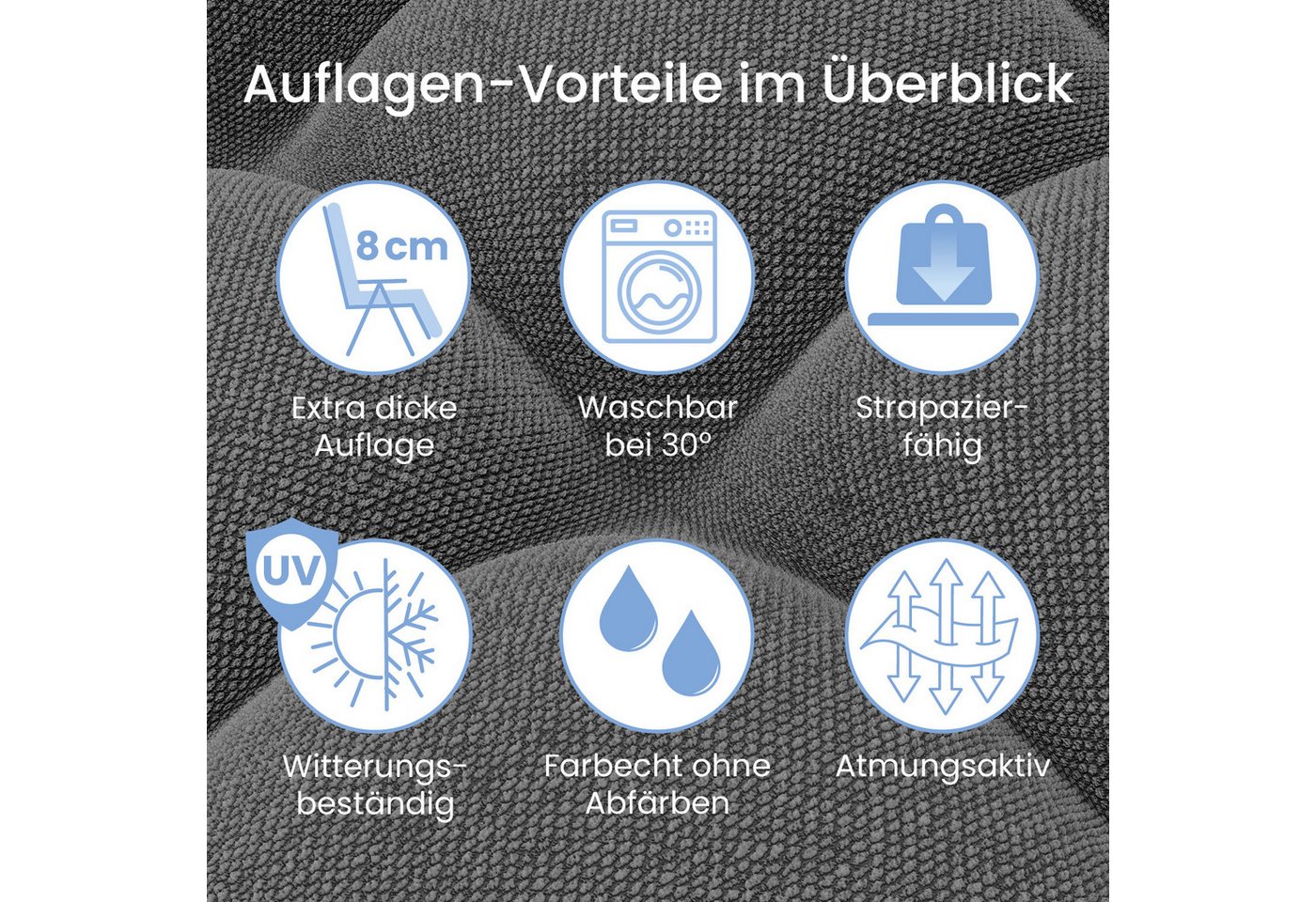 ELONEO Gartenliege mit extra dicker Auflage inkl. Nackenkissen & Getränkehalter, 1 St., Sonnenliege klappbar, 3-stufig verstellbar, bis 200 kg – Bild 3 von 5