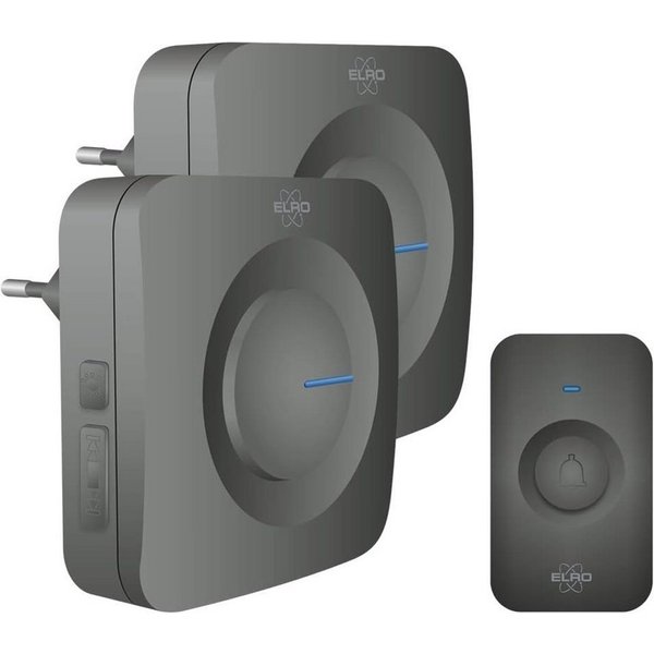 Elro Türklingel-Set, 2 Empfänger, 52 Klingeltöne, (3-tlg), Funkklingel mit Batterie Klingelanlage mit 2 Türgongs für Schwerhörige