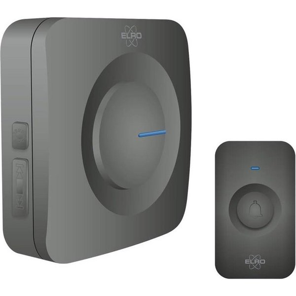 Elro Türklingel-Set, 1 Empfänger, 64 Klingeltöne, (3-tlg), Funkklingel mit Batterie, Türgong mit Licht für Schwerhörige, Schwarz