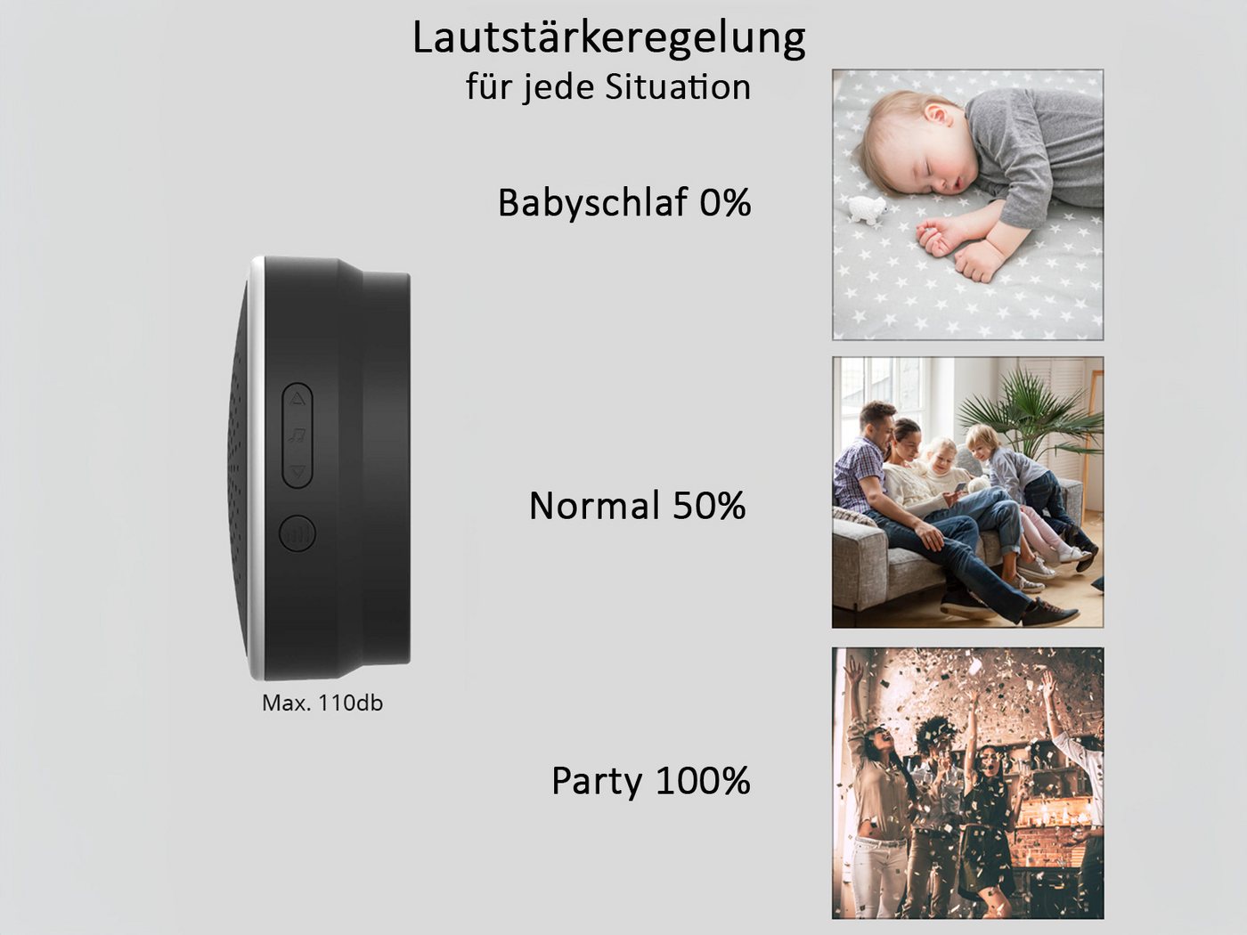 Elro Türklingel-Set, 2 Empfänger, 61 Klingeltöne, (4-tlg), Funkklingel mit Batterie Klingelanlage mit 2x Türgong für Schwerhörige – Bild 5 von 5