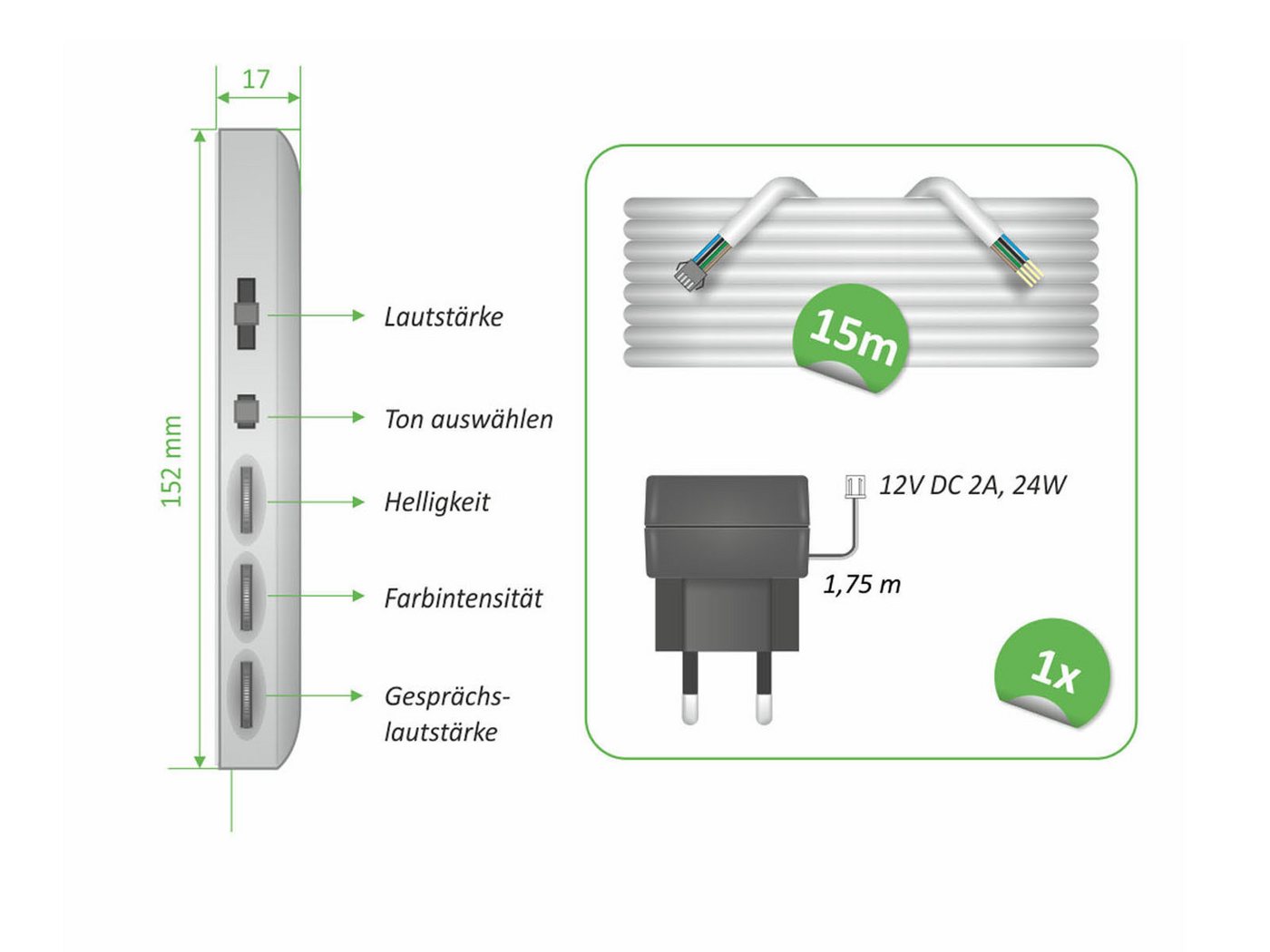 Elro Video-Türsprechanlage (Außenbereich, 4-tlg., mit Full HD Nachtsichtkamera, Gegensprechanlage und Türöffner Funktion) – Bild 3 von 5