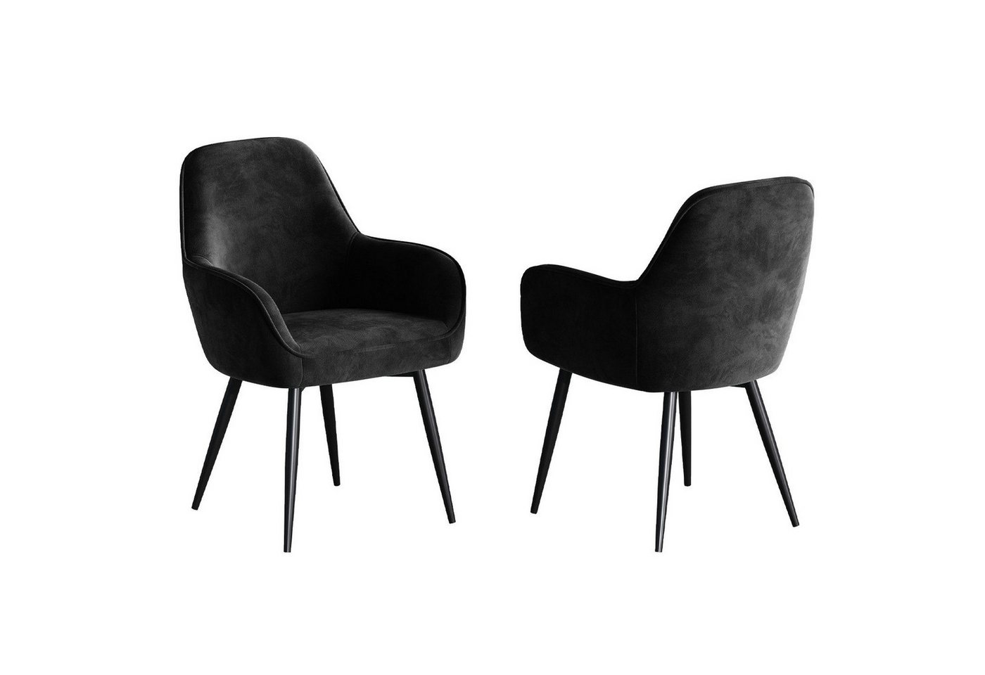 ELUCHANG Esszimmerstuhl aus Samt, bis 150 kg Belastbar (2 St), 58*62*82cm, Schwarz – Bild 2 von 5