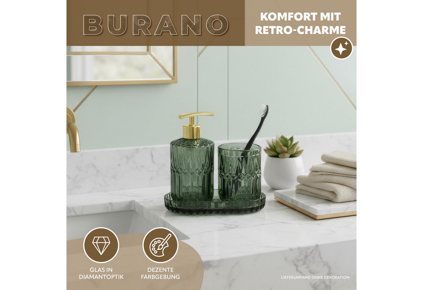 eluno Badaccessoire-Set BURANO 3tlg. Glas, 3 tlg. – Bild 2 von 5
