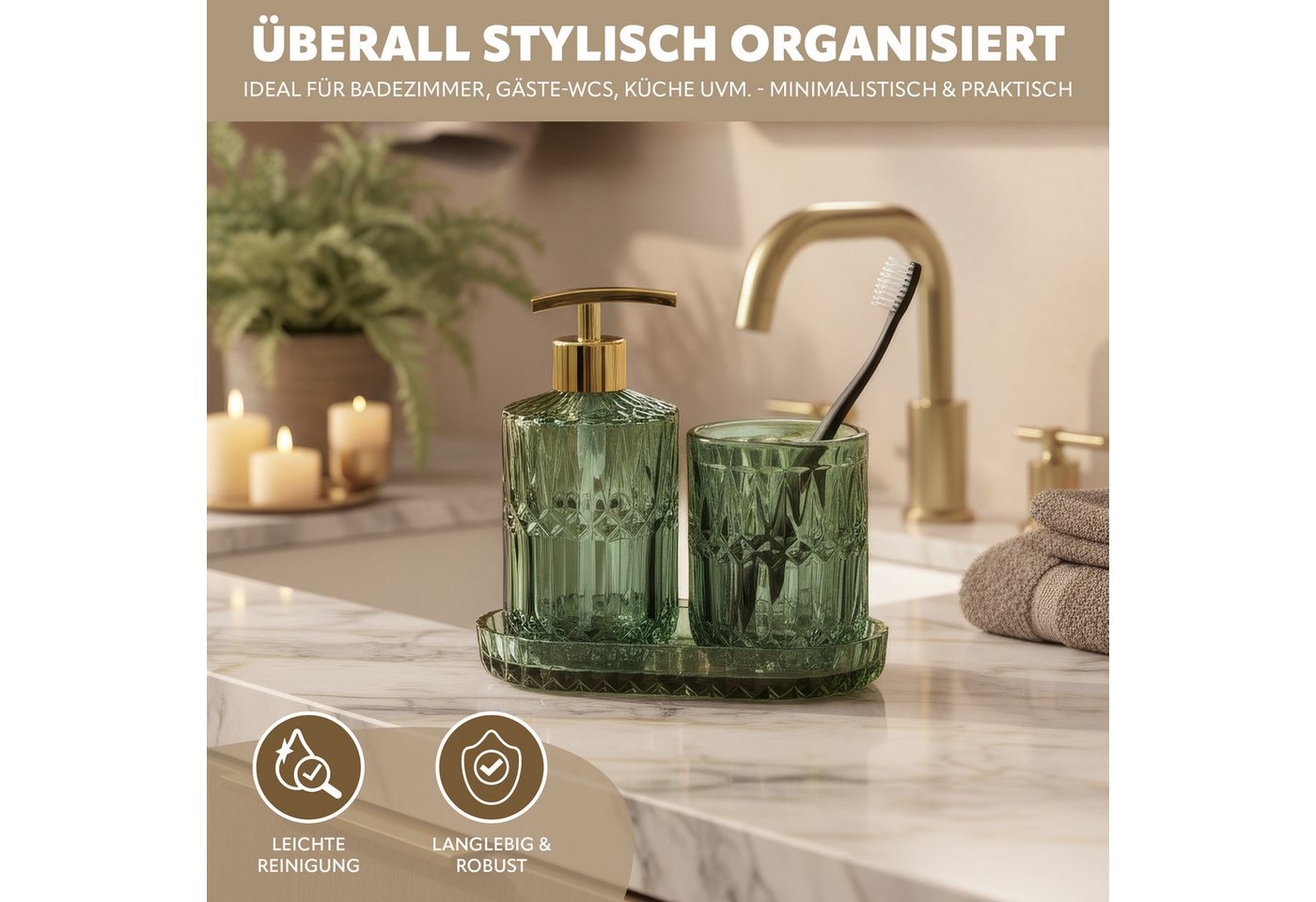 eluno Badaccessoire-Set BURANO 3tlg. Glas, 3 tlg. – Bild 3 von 5