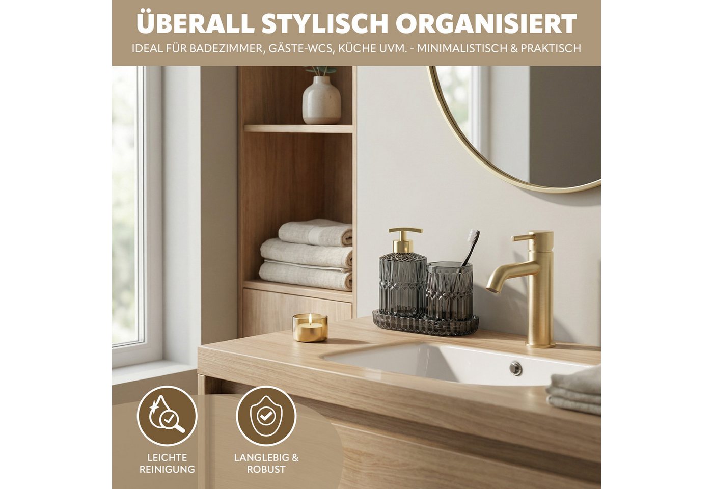 eluno Badaccessoire-Set BURANO 3tlg. Glas, 3 tlg. – Bild 3 von 5
