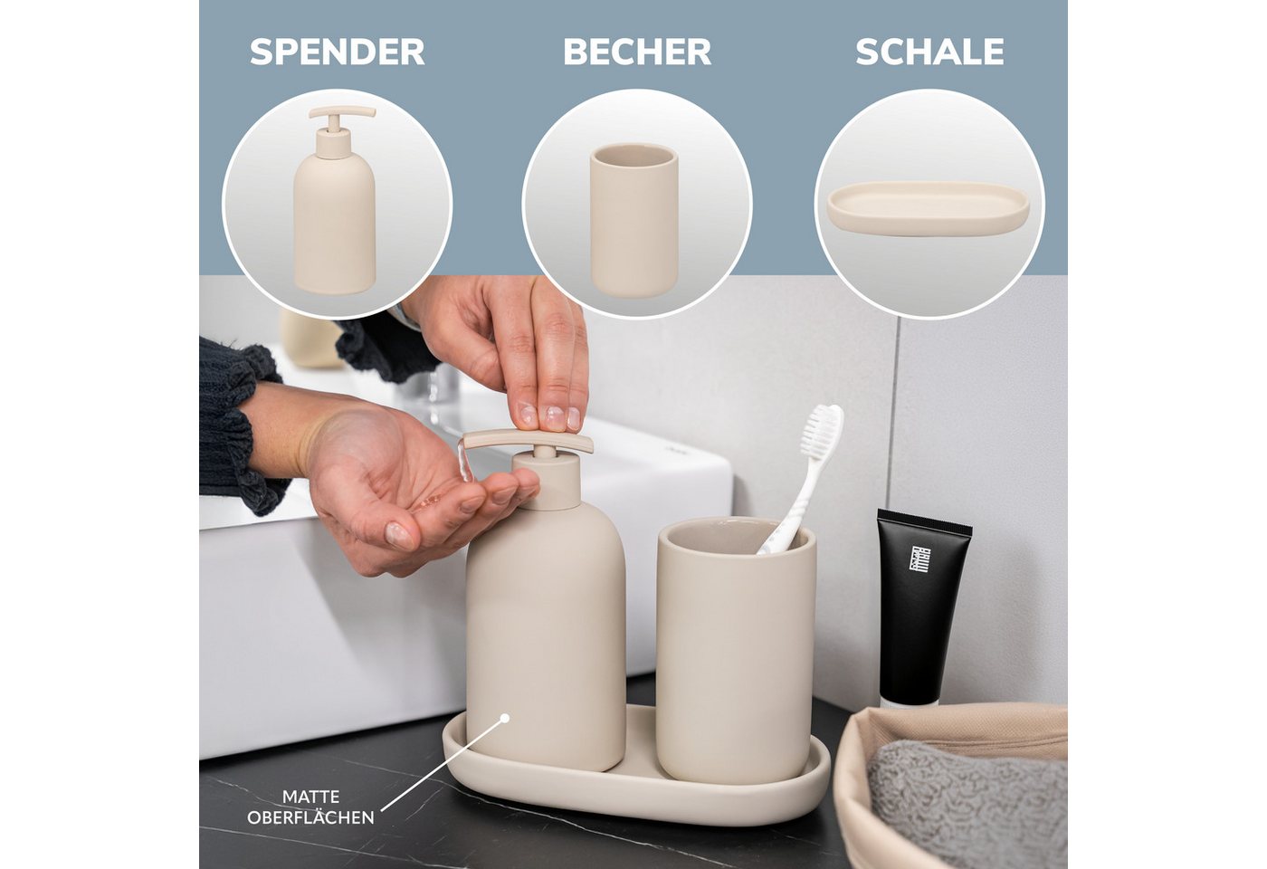 eluno Badaccessoire-Set CERANO 3tlg. Keramik, 3 tlg. – Bild 5 von 5