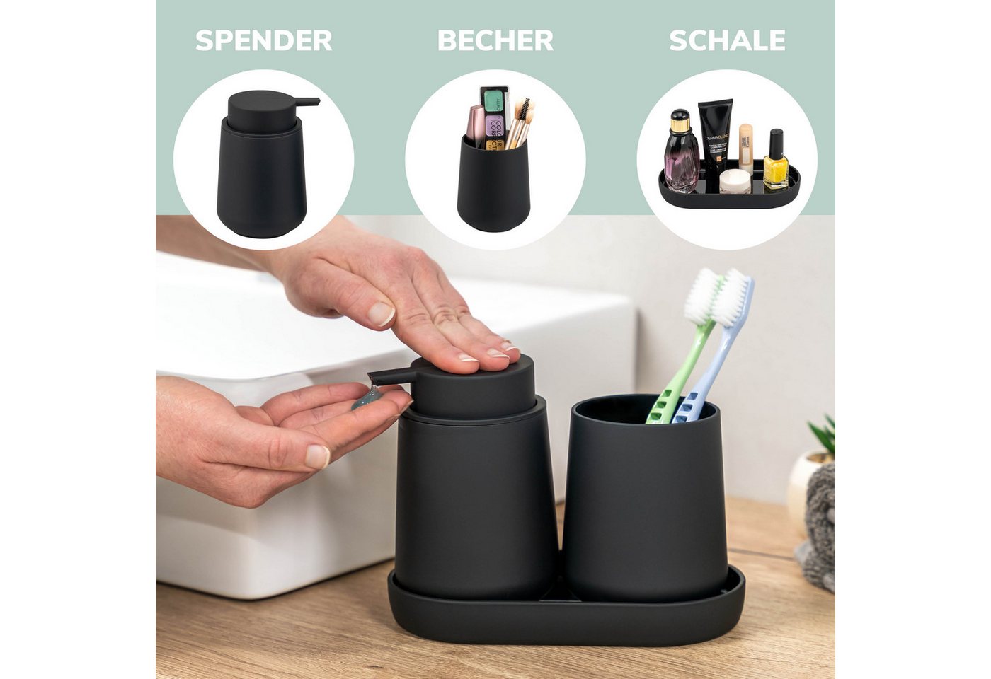 eluno Badaccessoire-Set TESERO 3tlg. Soft-Touch, 3 tlg. – Bild 3 von 5