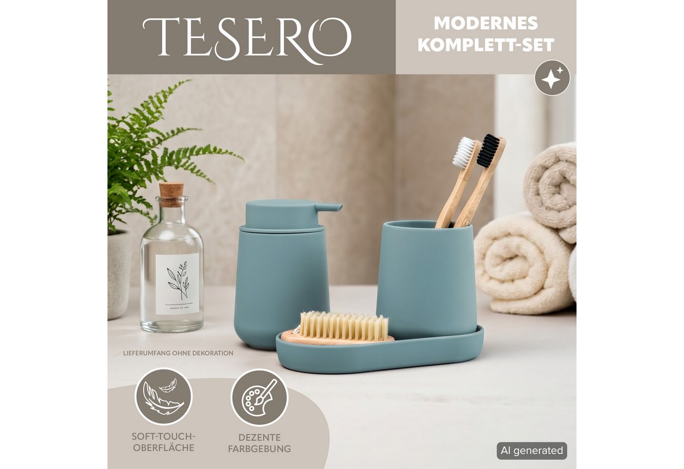 eluno Badaccessoire-Set TESERO 3tlg. Soft-Touch, 3 tlg. – Bild 2 von 5