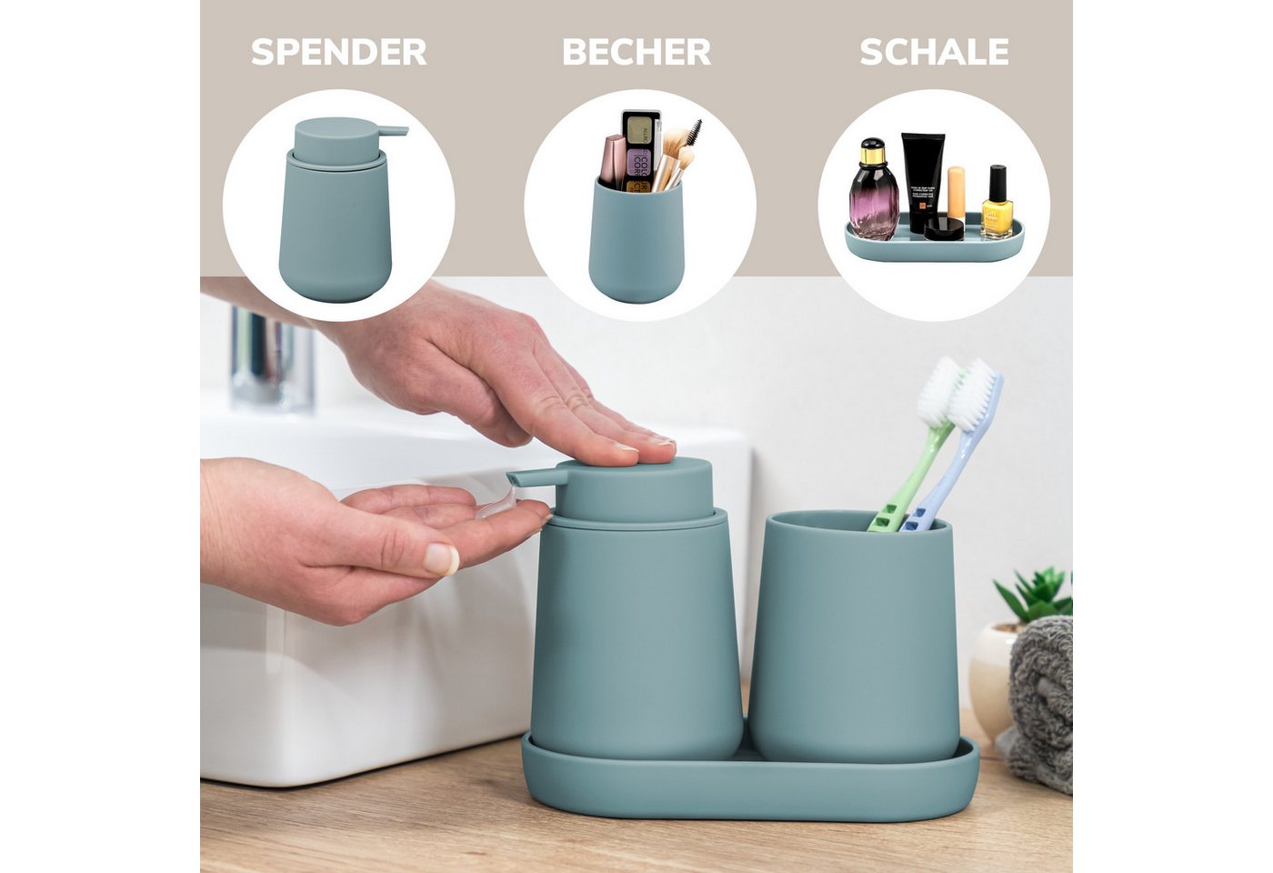 eluno Badaccessoire-Set TESERO 3tlg. Soft-Touch, 3 tlg. – Bild 3 von 5