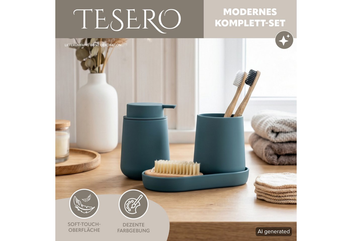 eluno Badaccessoire-Set TESERO 3tlg. Soft-Touch, 3 tlg. – Bild 2 von 5