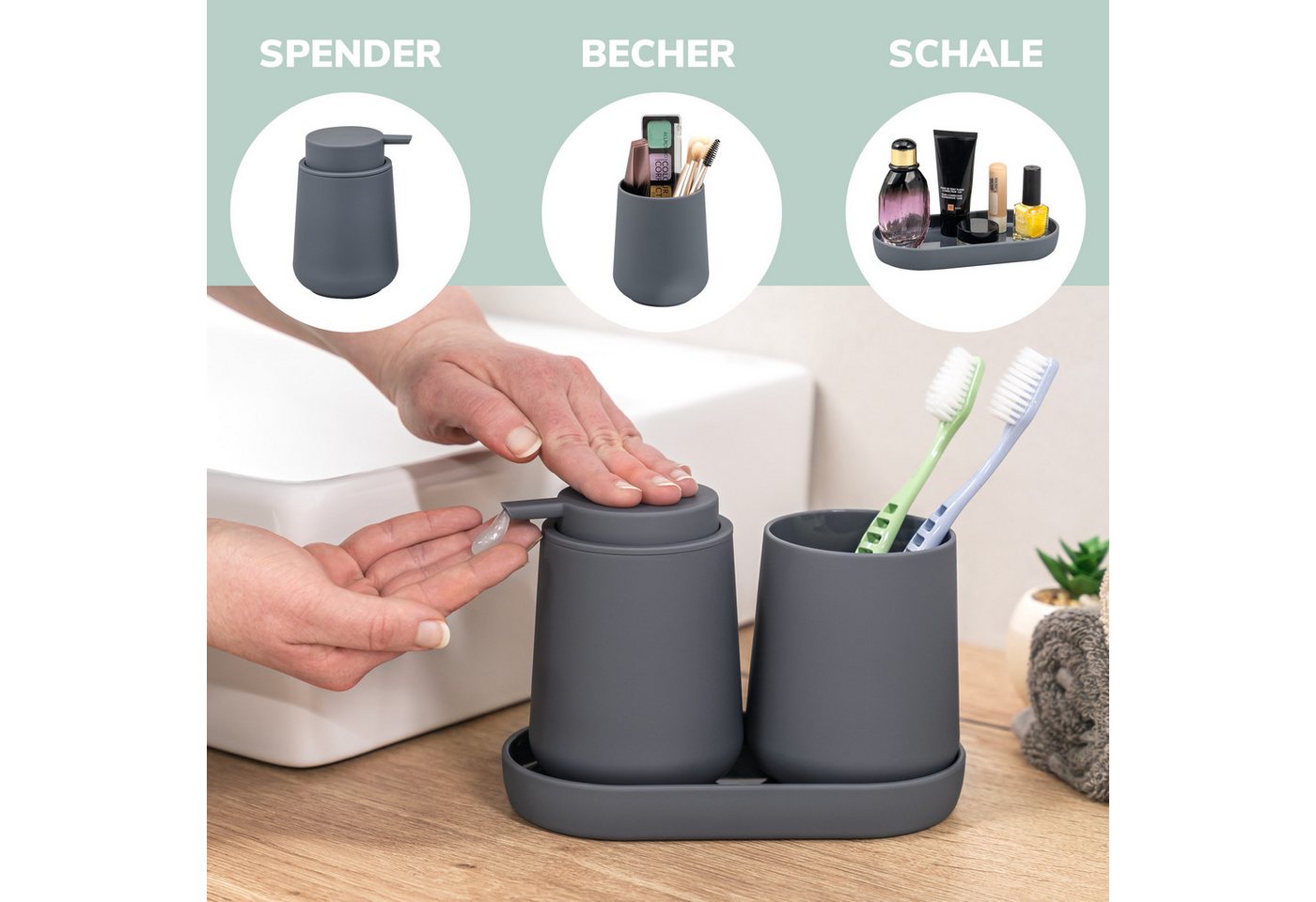 eluno Badaccessoire-Set TESERO 3tlg. Soft-Touch, 3 tlg. – Bild 3 von 5