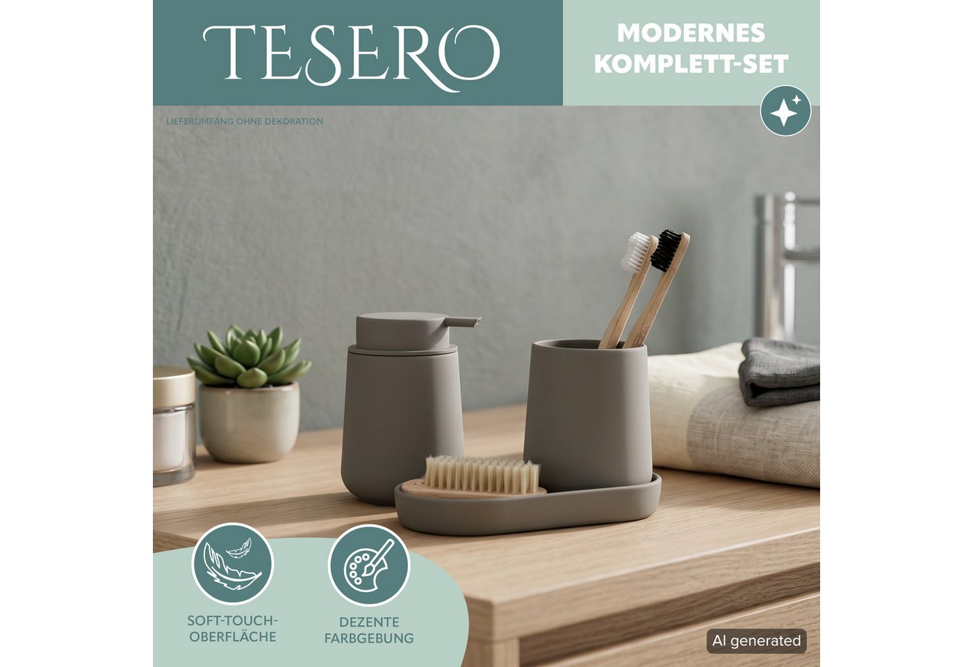 eluno Badaccessoire-Set TESERO 3tlg. Soft-Touch, 3 tlg. – Bild 2 von 5
