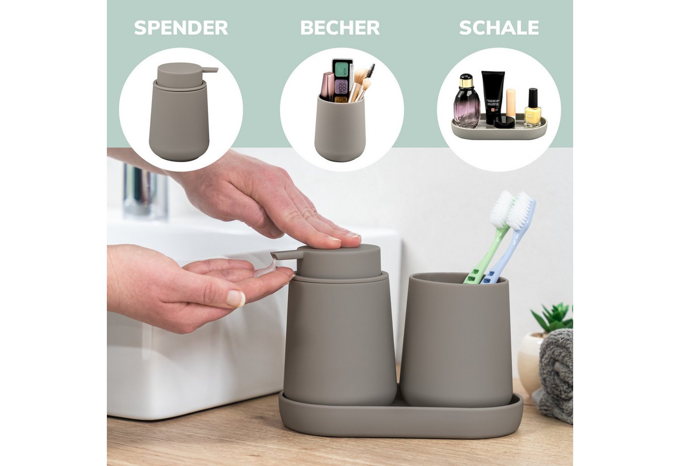 eluno Badaccessoire-Set TESERO 3tlg. Soft-Touch, 3 tlg. – Bild 3 von 5