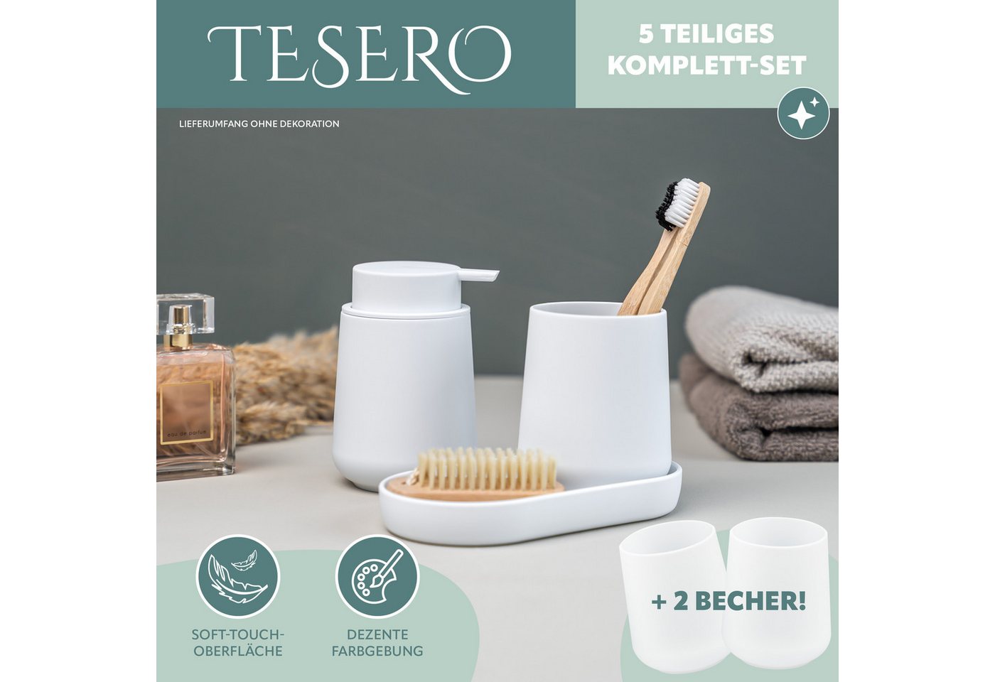 eluno Badaccessoire-Set TESERO 5tlg. Soft-Touch, 5 tlg. – Bild 2 von 5