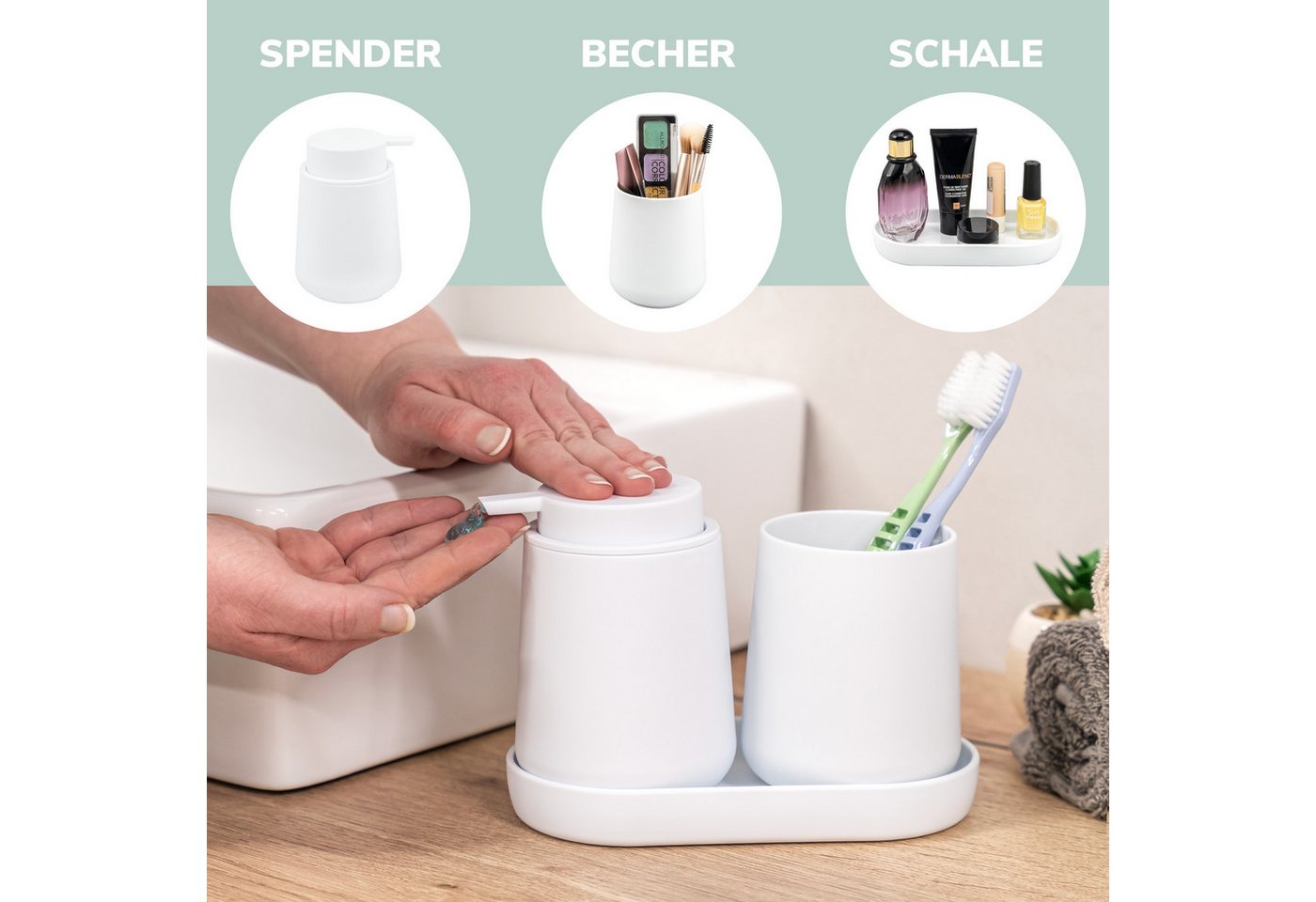 eluno Badaccessoire-Set TESERO 5tlg. Soft-Touch, 5 tlg. – Bild 3 von 5