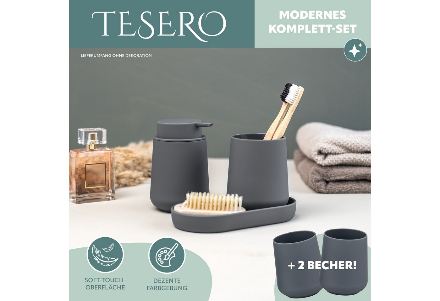 eluno Badaccessoire-Set TESERO 5tlg. Soft-Touch, 5 tlg. – Bild 2 von 5