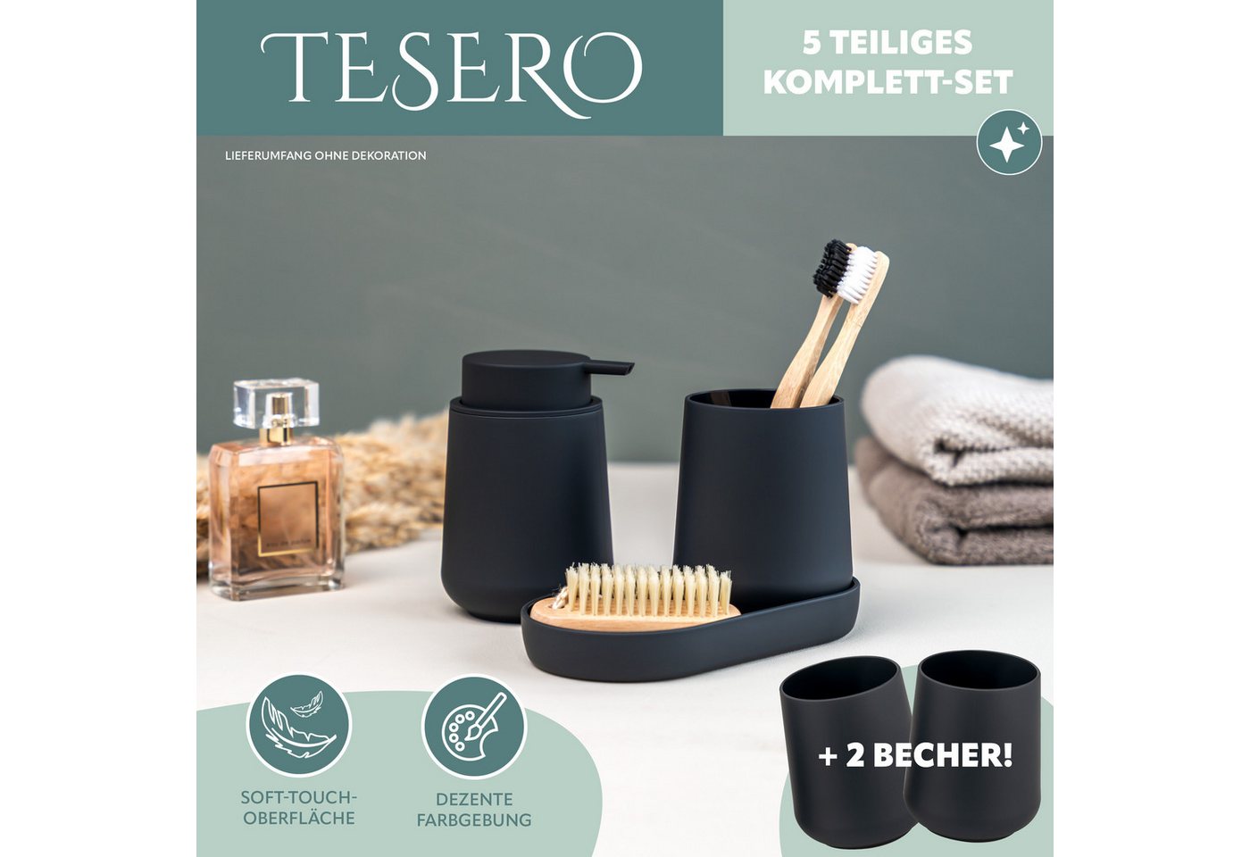 eluno Badaccessoire-Set TESERO 5tlg. Soft-Touch, 5 tlg. – Bild 2 von 5
