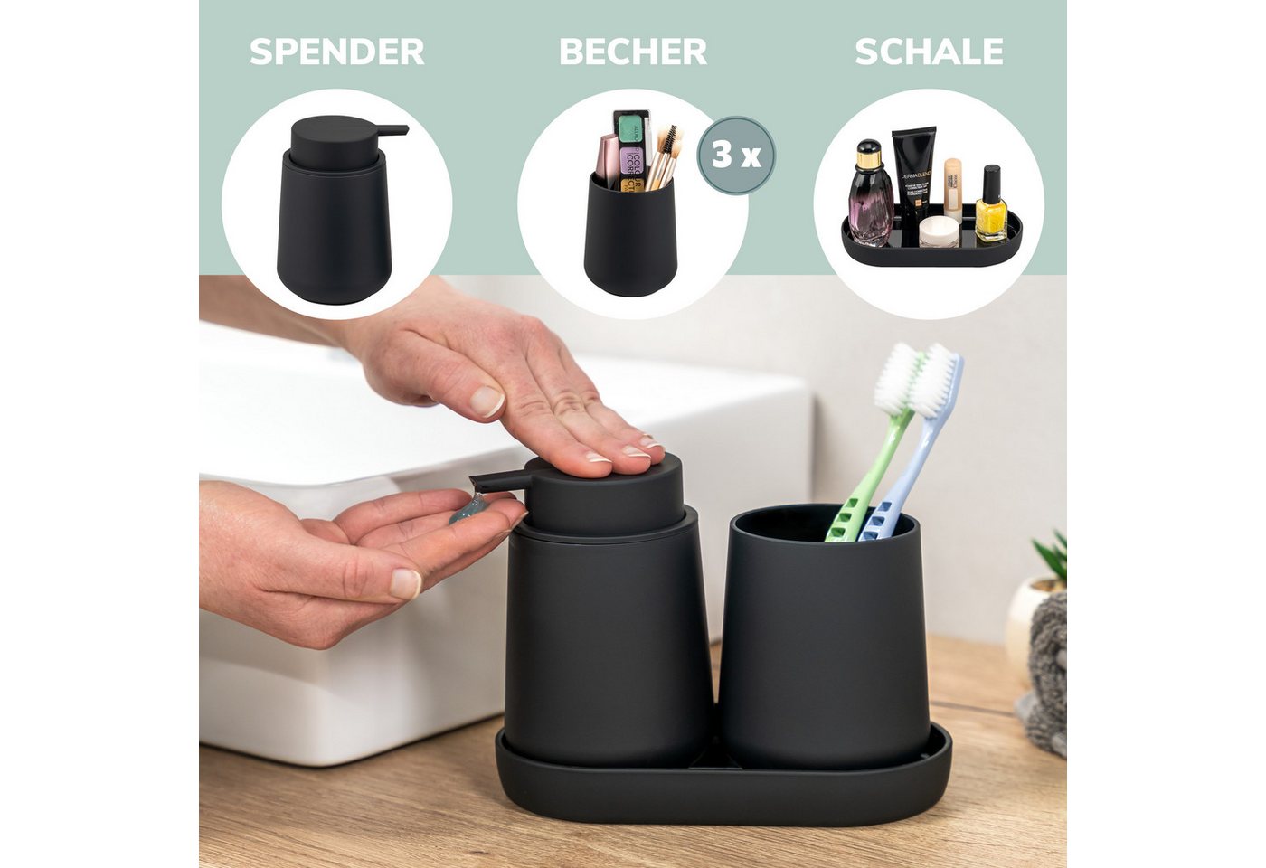 eluno Badaccessoire-Set TESERO 5tlg. Soft-Touch, 5 tlg. – Bild 3 von 5