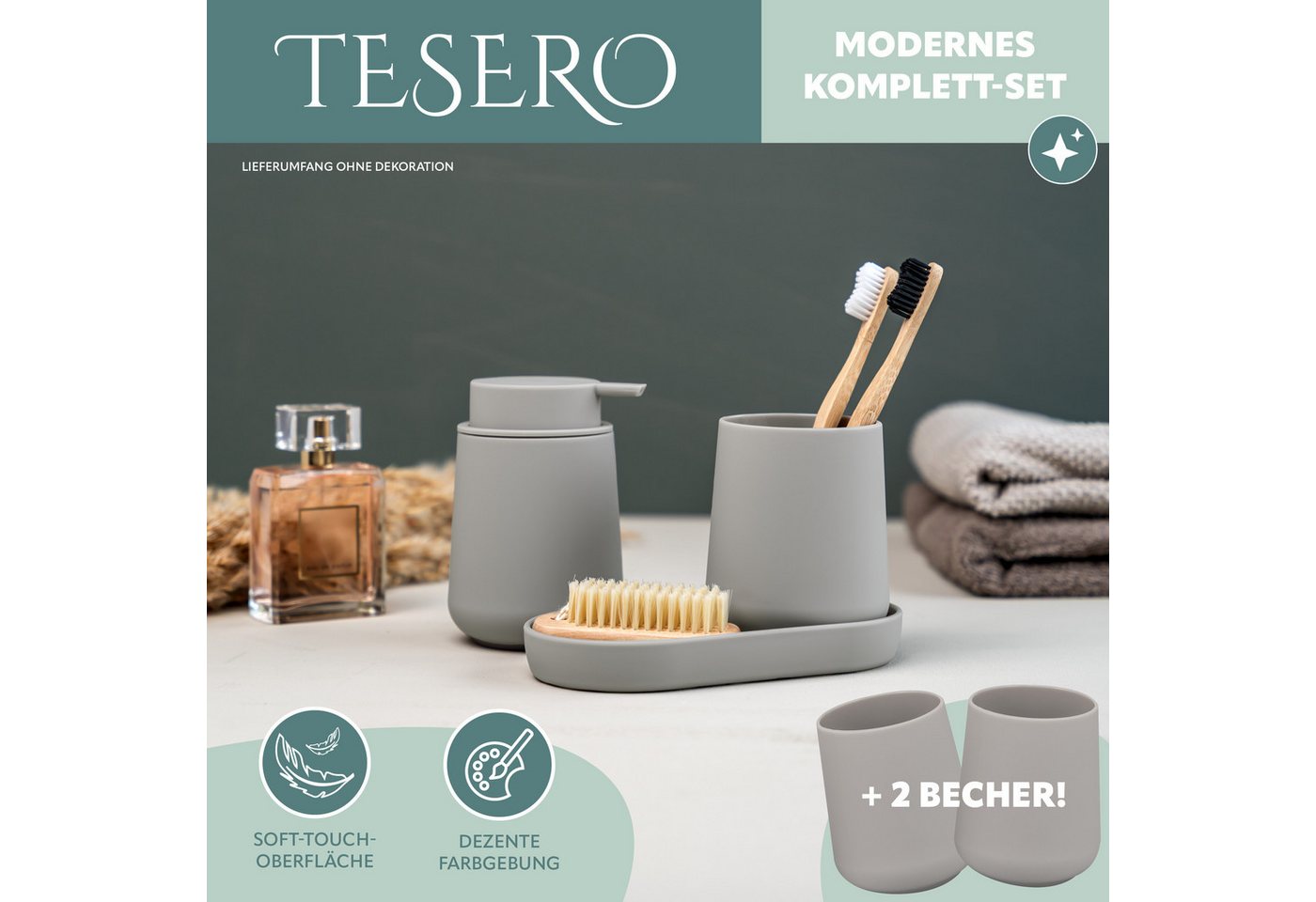 eluno Badaccessoire-Set TESERO 5tlg. Soft-Touch, 5 tlg. – Bild 2 von 5