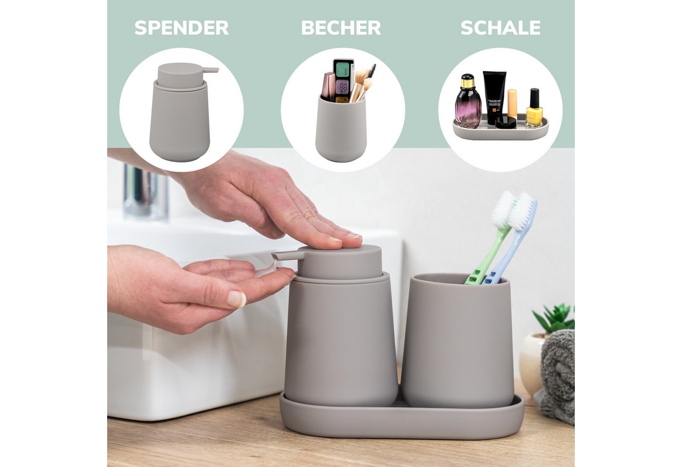eluno Badaccessoire-Set TESERO 5tlg. Soft-Touch, 5 tlg. – Bild 3 von 5
