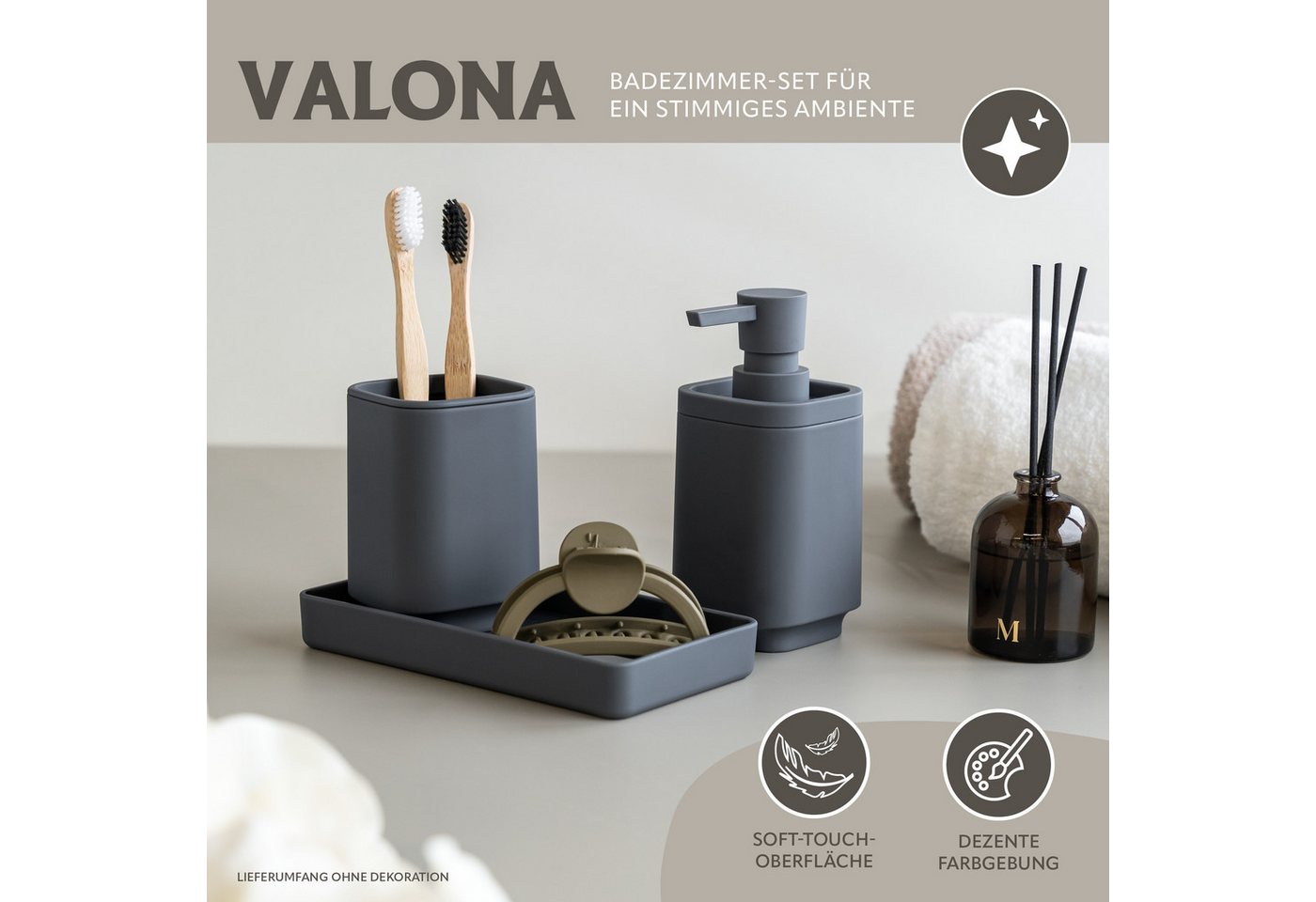 eluno Badaccessoire-Set VALONA 3tlg. Soft-Touch, 3 tlg. – Bild 2 von 5