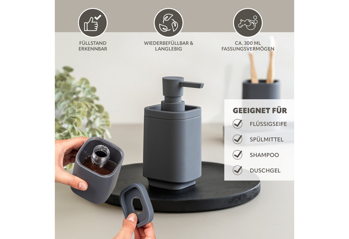 eluno Badaccessoire-Set VALONA 3tlg. Soft-Touch, 3 tlg. – Bild 5 von 5