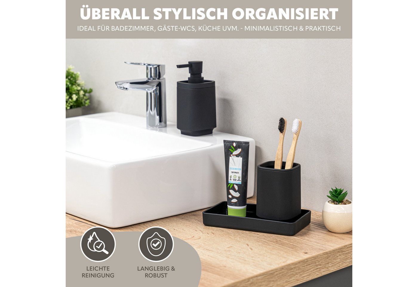 eluno Badaccessoire-Set VALONA 3tlg. Soft-Touch, 3 tlg. – Bild 4 von 5