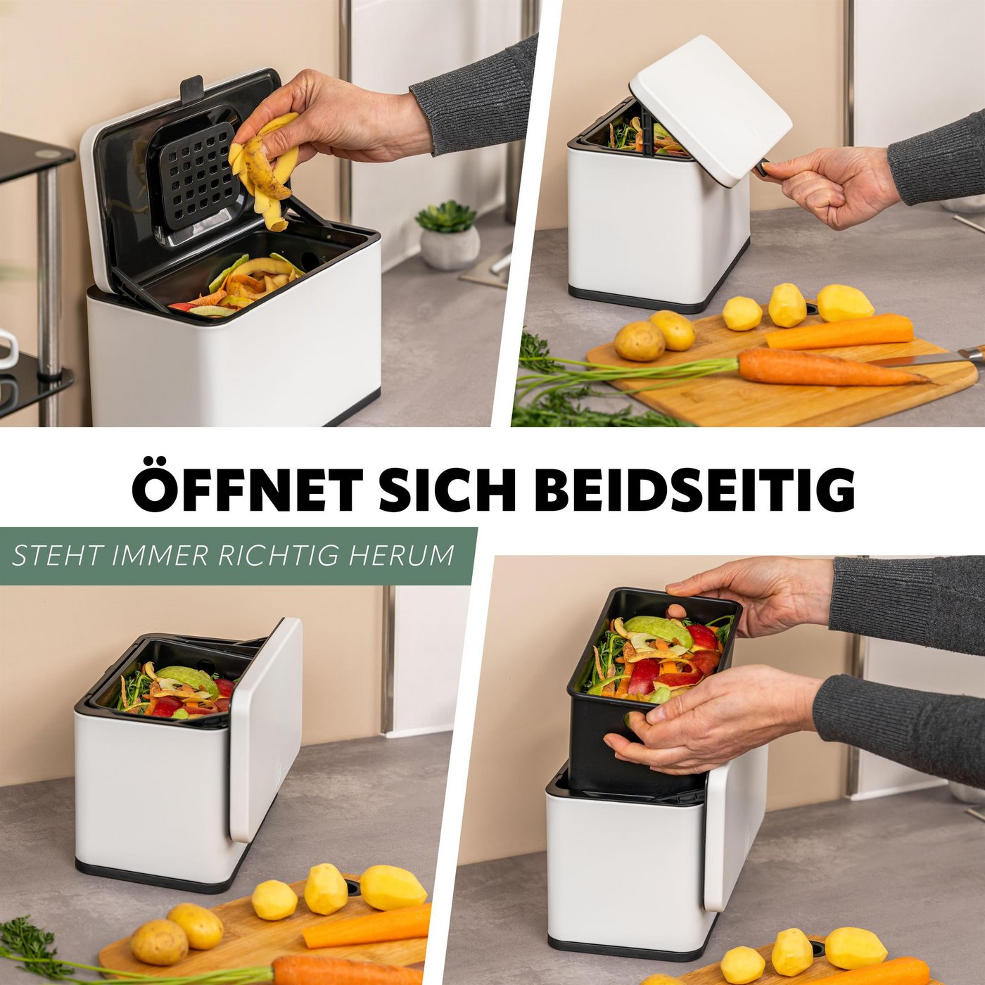 eluno Biomülleimer 3L mit Kohlefilter, Komposteimer – Bild 3 von 5