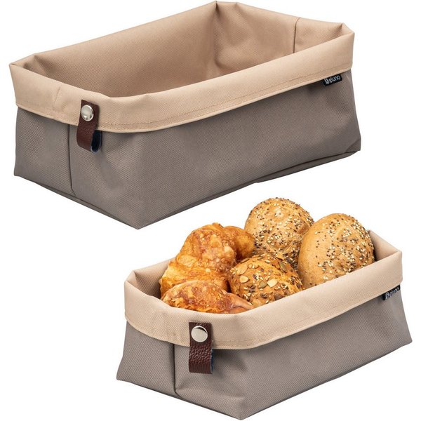 eluno Brotkorb NOVARA 2er Set, eckig, 100% Polyester, Kunstlederlasche, (2-tlg)