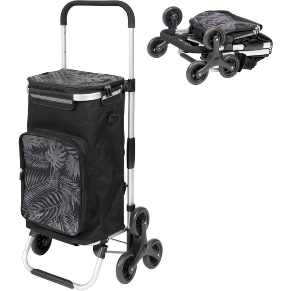 eluno Einkaufstrolley OKEL, Treppensteiger inkl. Kühlfach, schwarz, 50 l