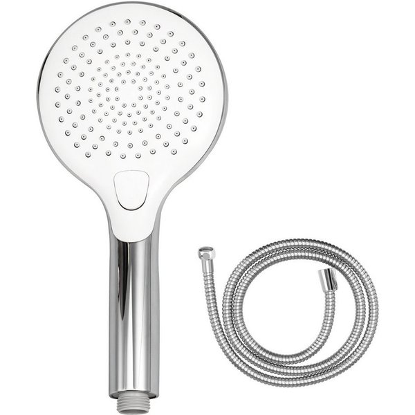 eluno Handbrause inkl. Brauseschlau, mit weißer Strahlscheibe, (2-tlg., Handbrause, Schlauch)
