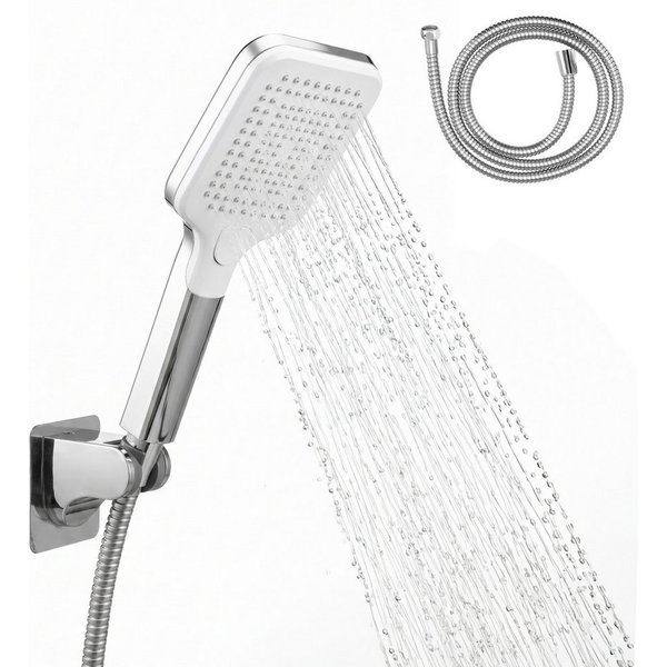 eluno Handbrause inkl. Brauseschlau und Wandhalterung, (3-tlg., Handbrause, Brauseschlauch, Wandhalterung), Wandhalterung zum Kleben