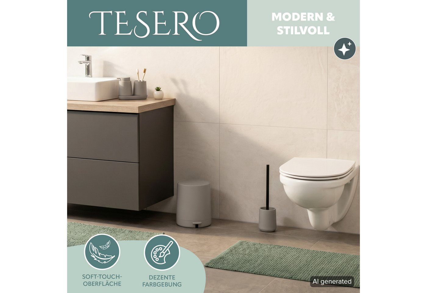 eluno Kosmetikeimer TESERO, Treteimer 4 Liter aus Kunststoff – Bild 2 von 5