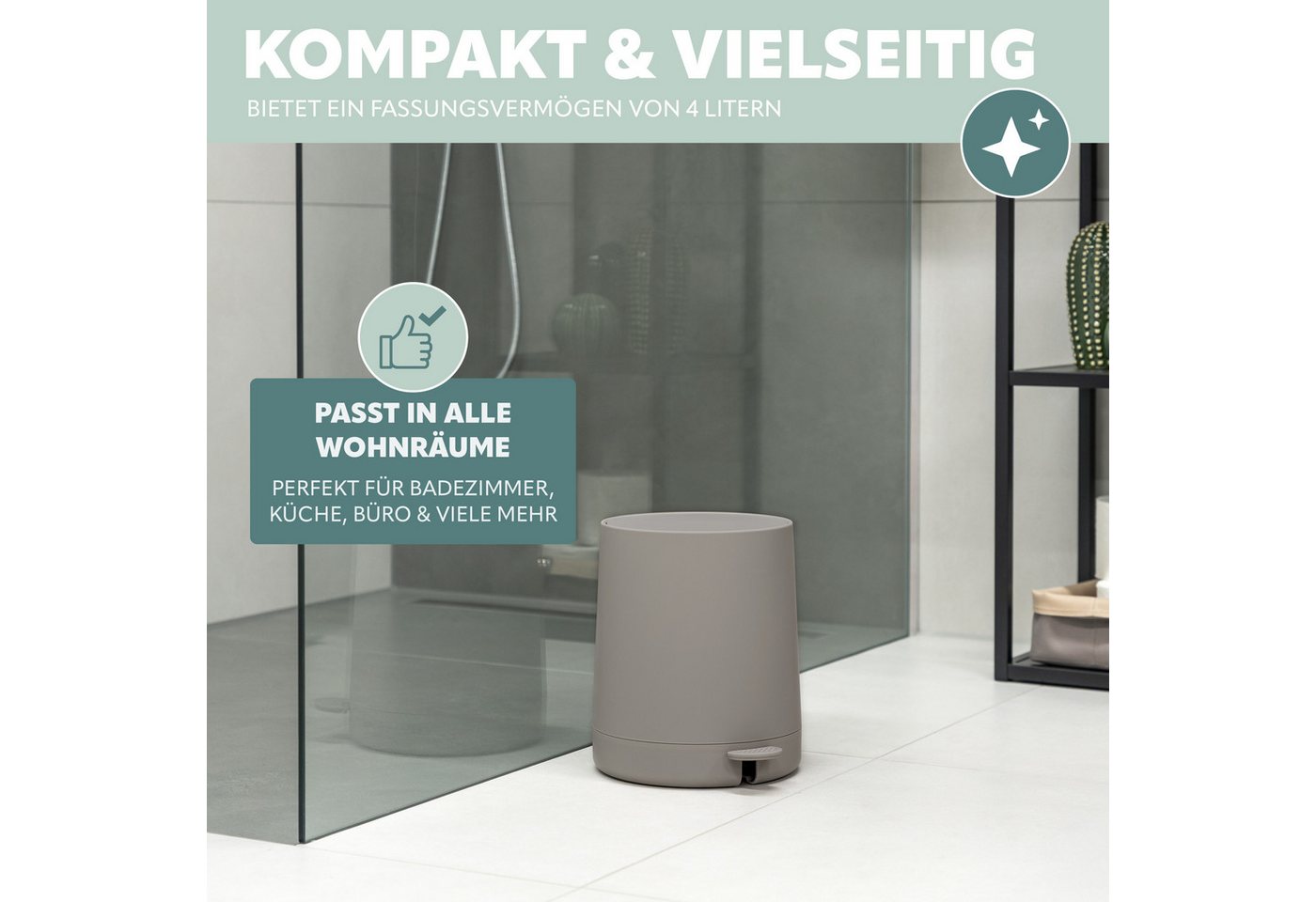 eluno Kosmetikeimer TESERO, Treteimer 4 Liter aus Kunststoff – Bild 3 von 5
