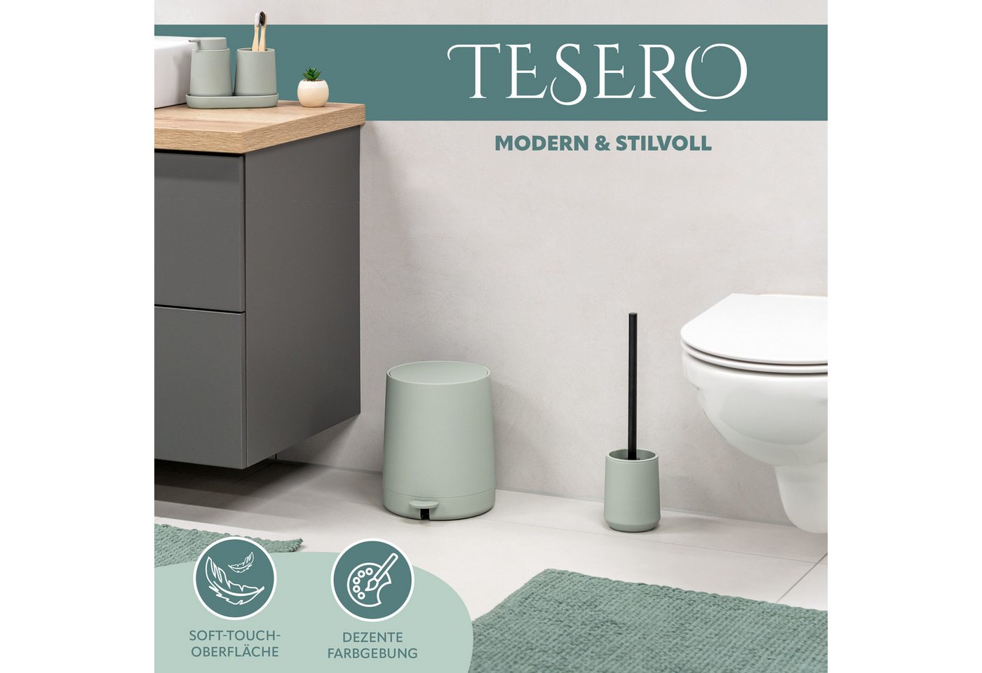 eluno Kosmetikeimer TESERO, Treteimer 4 Liter aus Kunststoff – Bild 2 von 5