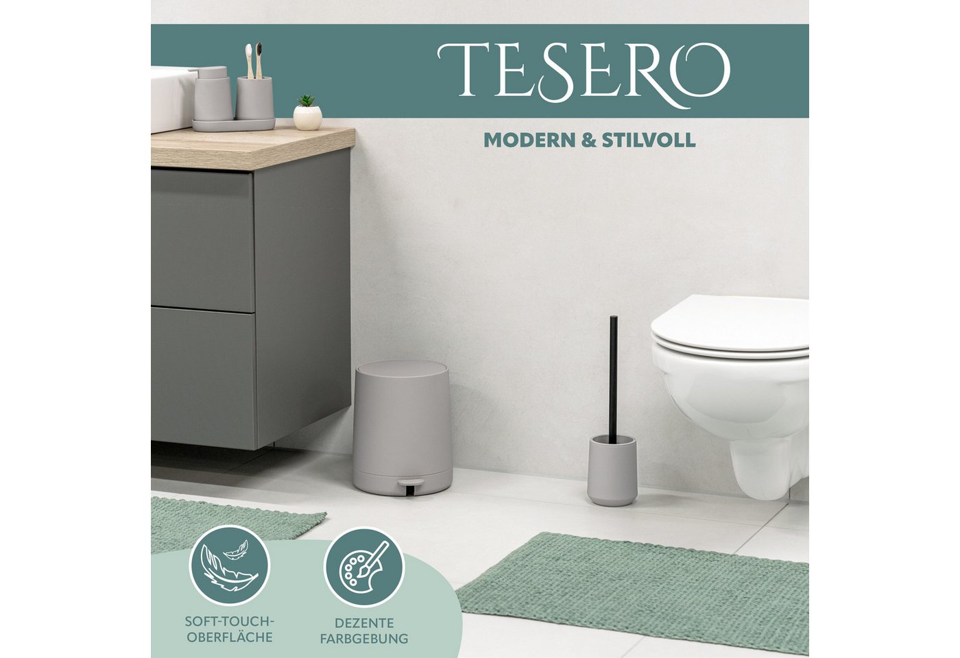 eluno Kosmetikeimer TESERO, Treteimer 4 Liter aus Kunststoff – Bild 2 von 5