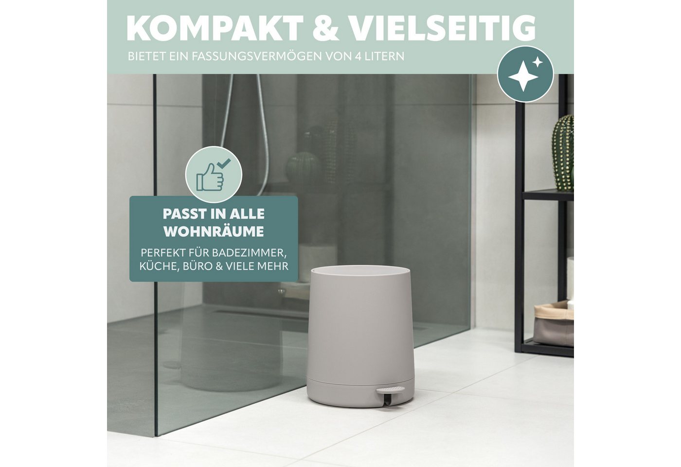 eluno Kosmetikeimer TESERO, Treteimer 4 Liter aus Kunststoff – Bild 3 von 5