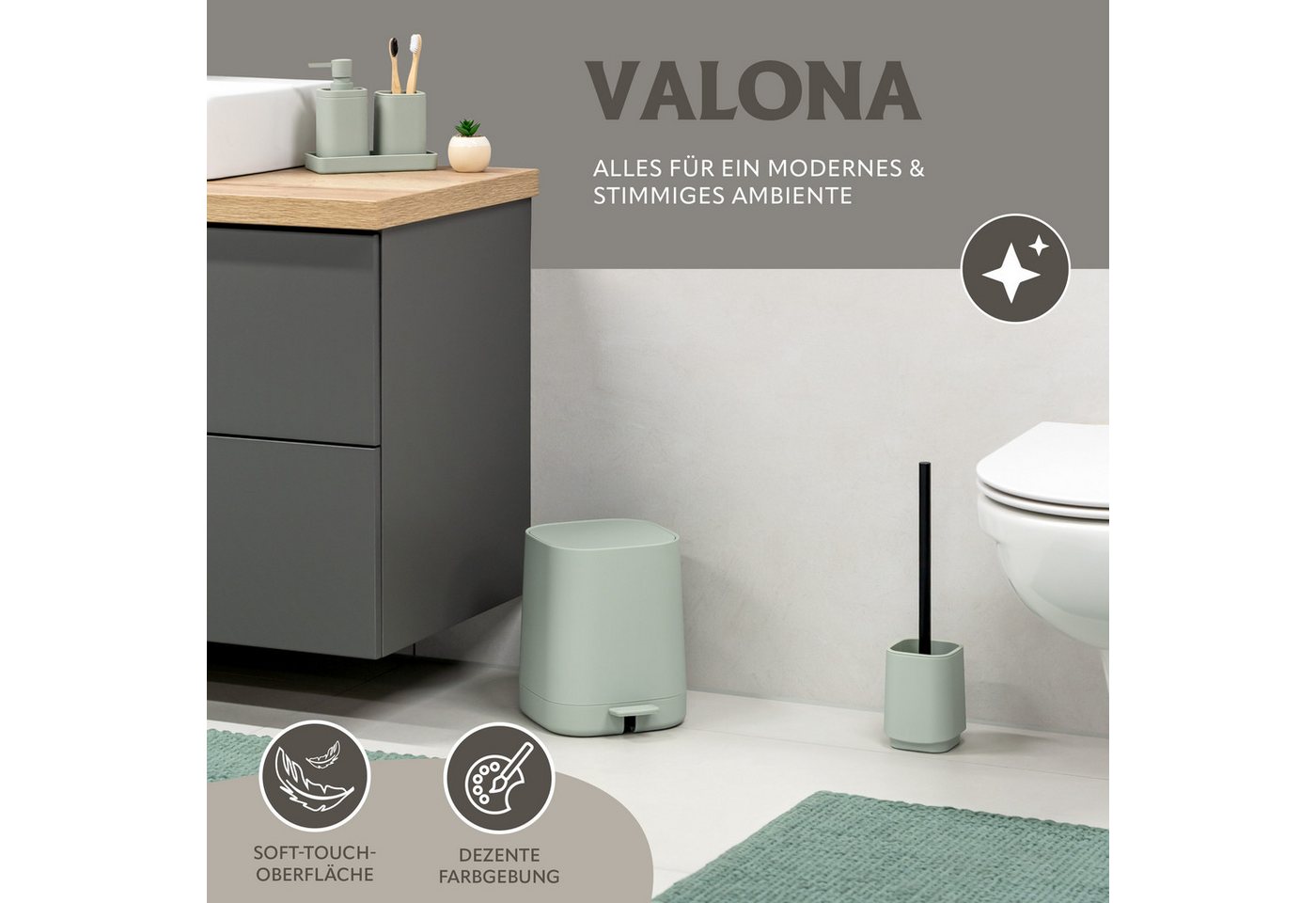 eluno Kosmetikeimer Valona, Treteimer 4,5 Liter aus Kunststoff – Bild 2 von 5