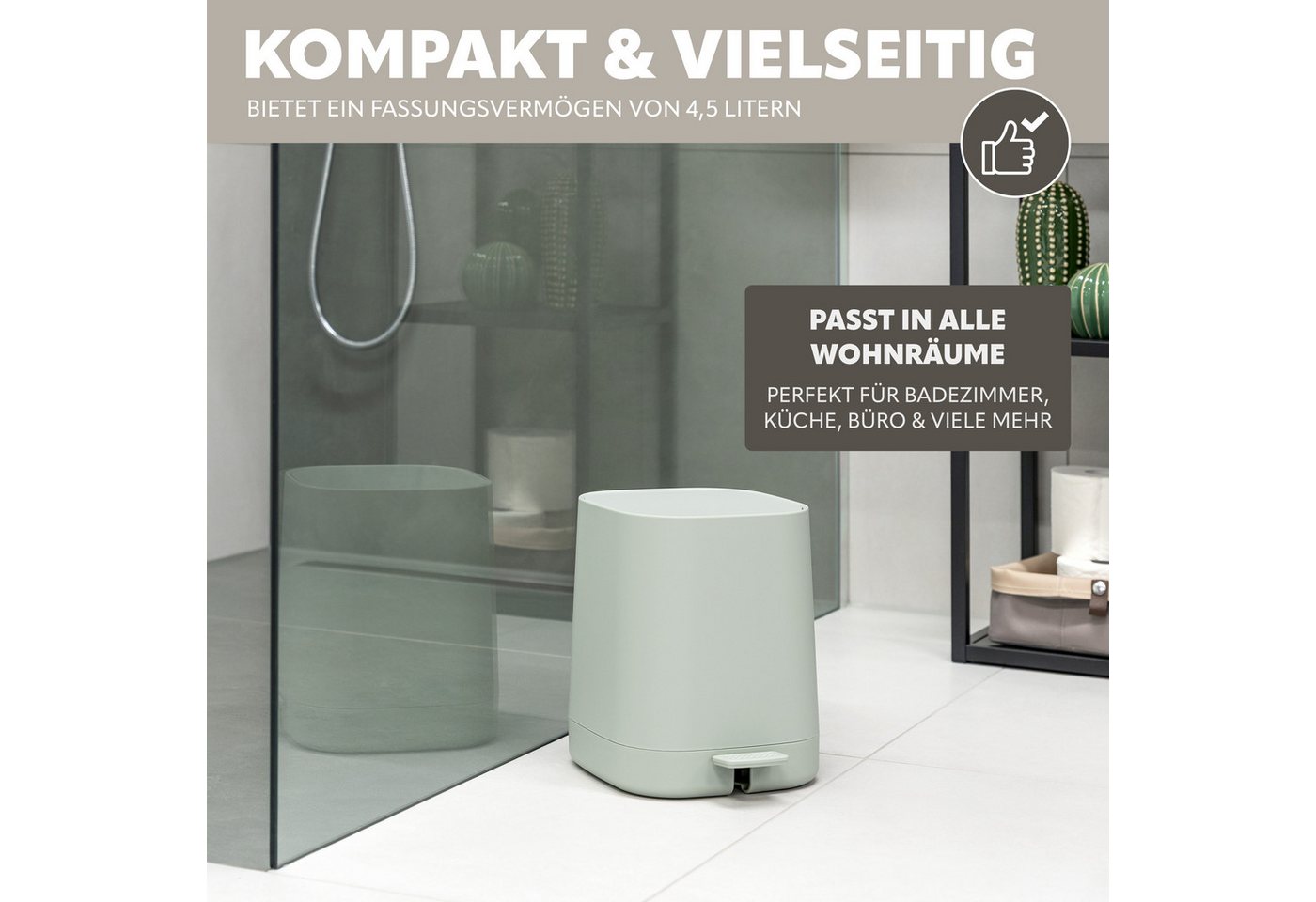 eluno Kosmetikeimer Valona, Treteimer 4,5 Liter aus Kunststoff – Bild 3 von 5