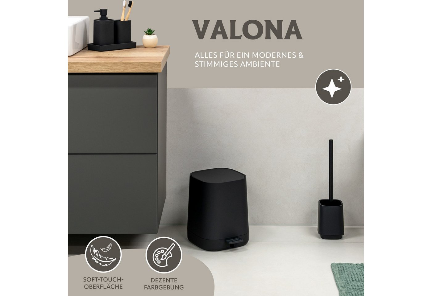 eluno Kosmetikeimer Valona, Treteimer 4,5 Liter aus Kunststoff – Bild 2 von 5