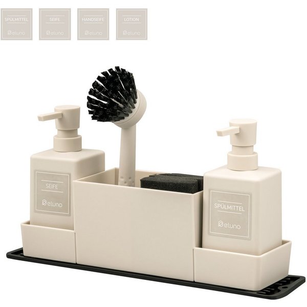eluno Küchenorganizer-Set Spülbeckenorganizer mit 2 Spendern und viel Zubehör