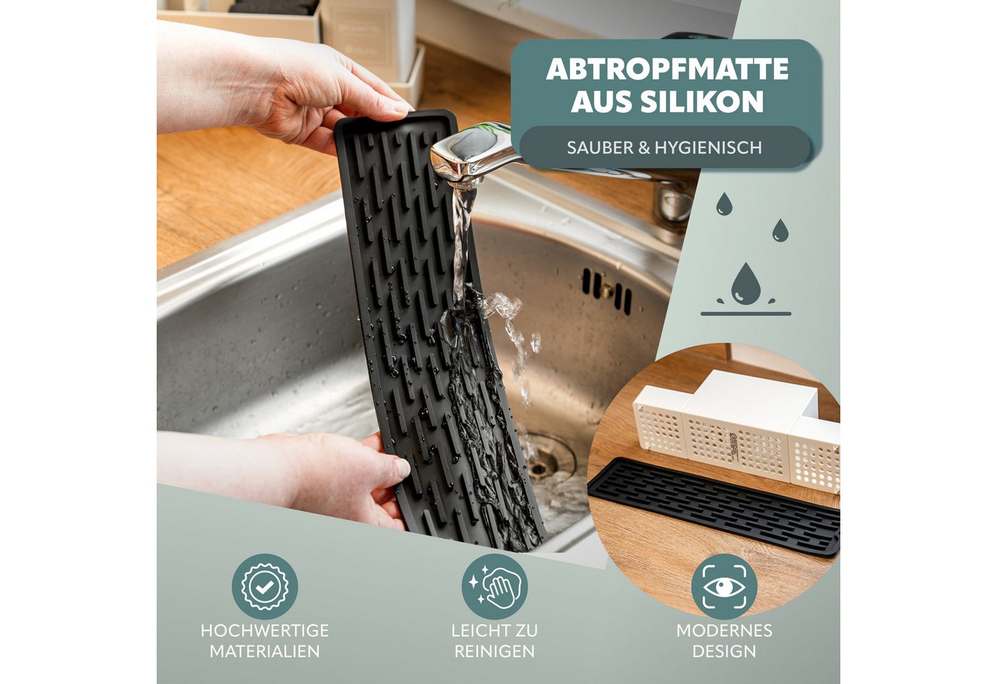 eluno Küchenorganizer-Set Spülbeckenorganizer mit 2 Spendern und viel Zubehör – Bild 5 von 5