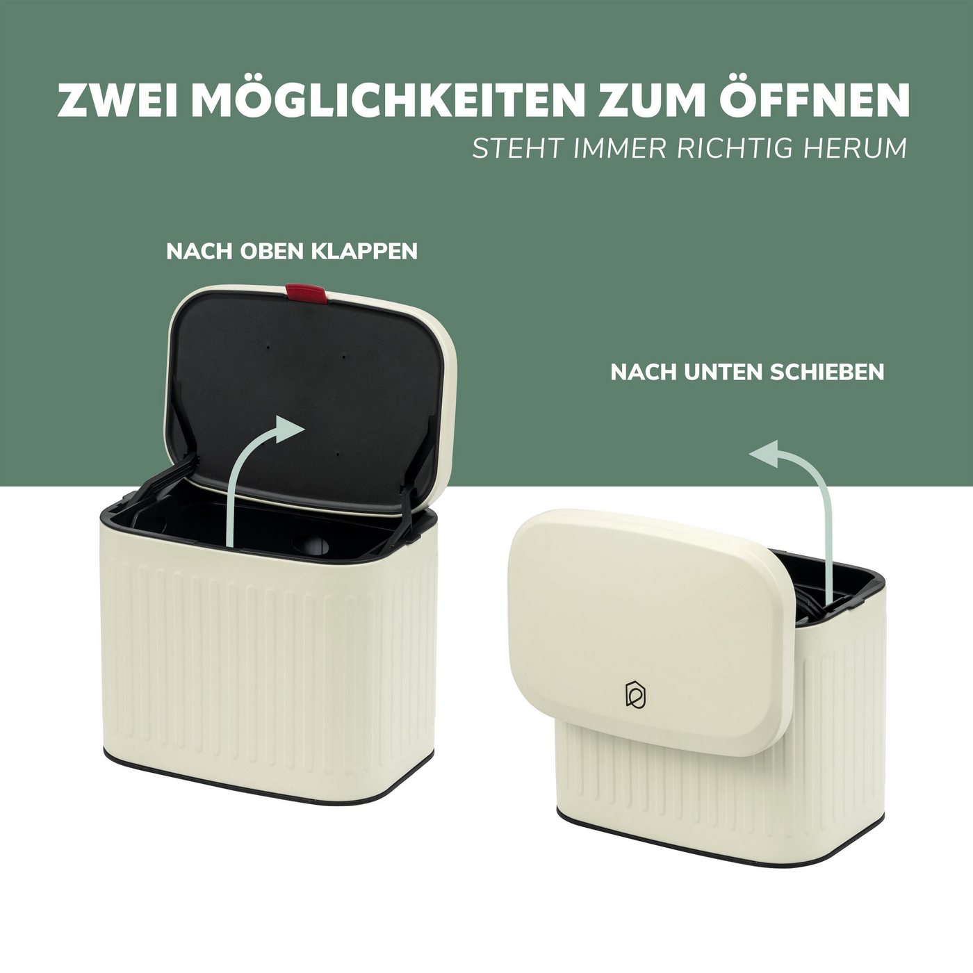 eluno Mülleimer Küchen- und Badabfalleimer, 3 Liter Fassungsvermögen – Bild 5 von 5