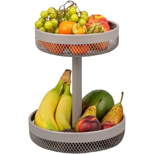 eluno Obstschale 2-stöckig, rund, Ø 20 cm und 25 cm, aus Metall, Metall, 2-stöckig