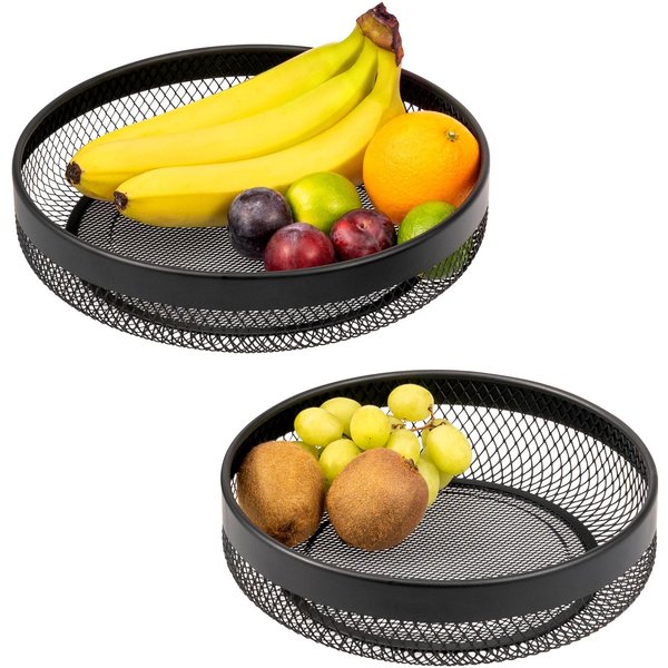 eluno Obstschale Brotkorb 2er Set, rund, aus schwarzem Metall, Metall, (2-tlg), verschiedene Größen