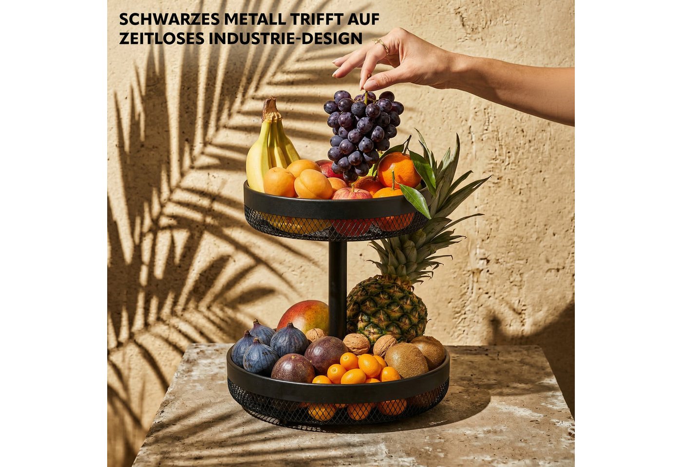 eluno Obstschale rund 2-stöckig, Ø 25 cm und 30 cm, aus Metall, Metall – Bild 4 von 5