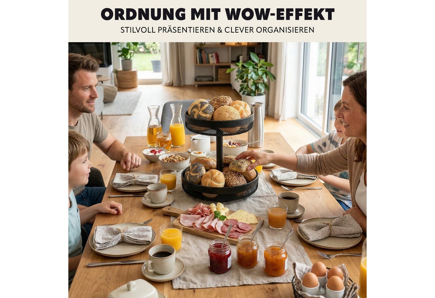 eluno Obstschale rund 2-stöckig, Ø 25 cm und 30 cm, aus Metall, Metall – Bild 5 von 5